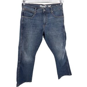 Wrangler Retro Jeans 34x31 Relaxed Boot Cut Mens Dark‎ Wash Fade Denim